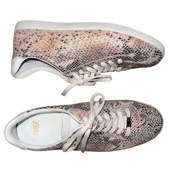 PAIGE Pink Snakeskin Embossed Leather Amy Sneakers Size 11M - Picture 1 of 4